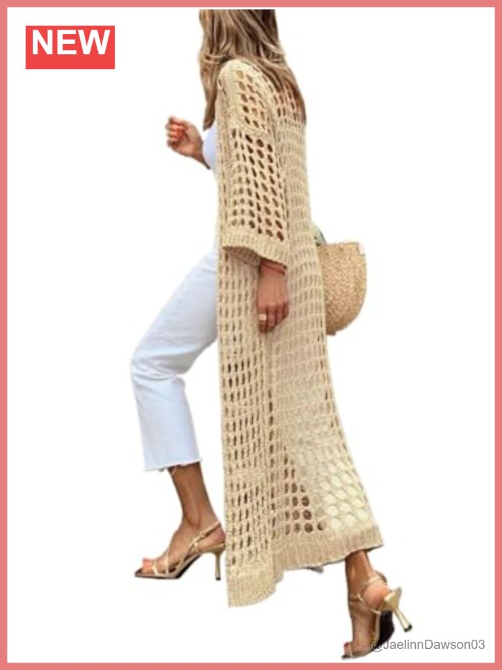 Crochet Long Cardigan Sweater Open Front Boho Beach Cover Up Knit